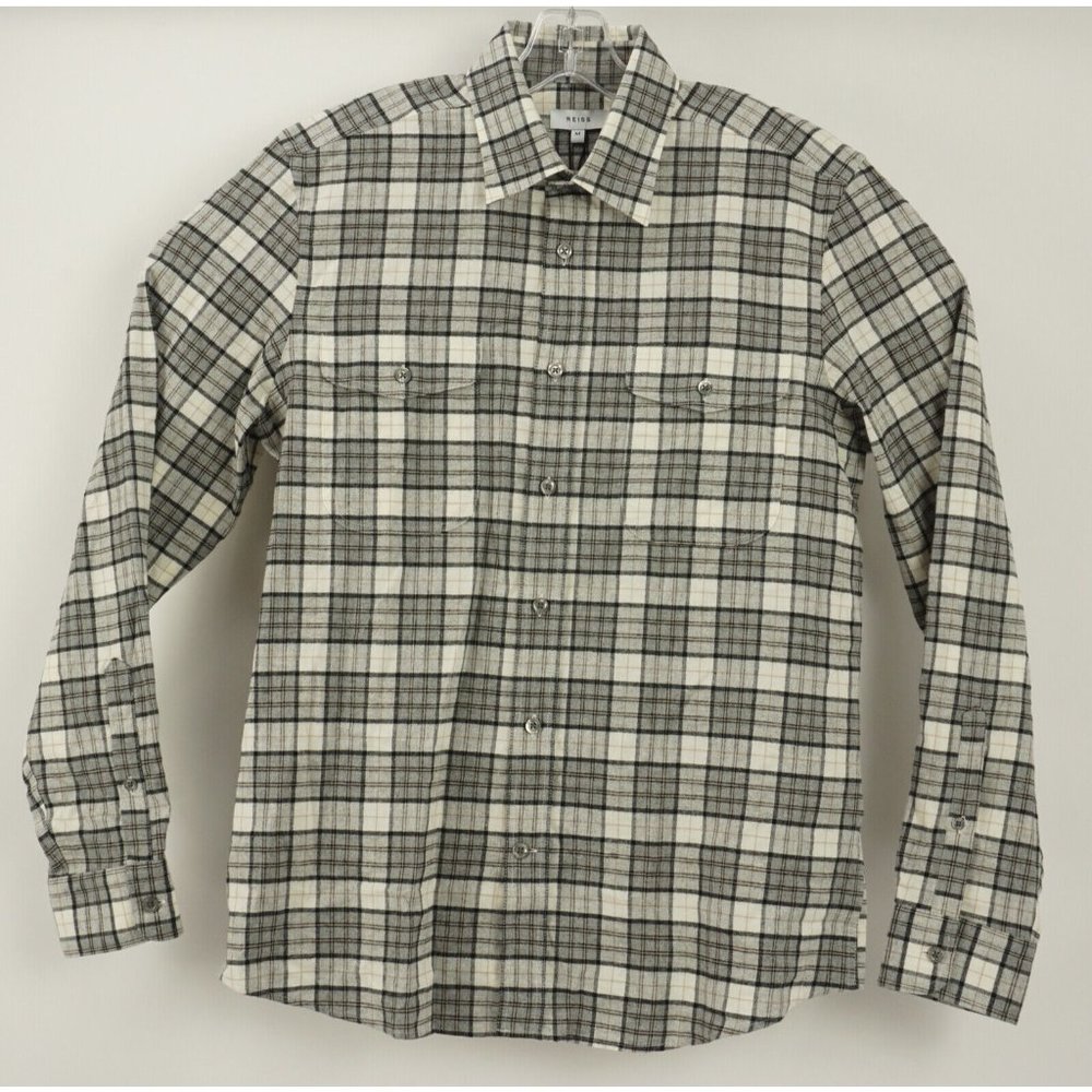 New 180$ Reiss Alano Men's Sizes S / L / XL Check Woven Cotton Button Up Shirt